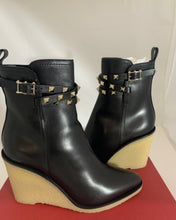Load image into Gallery viewer, Valentino Garavani Leather Rockstud Wedge Boots SZ 37
